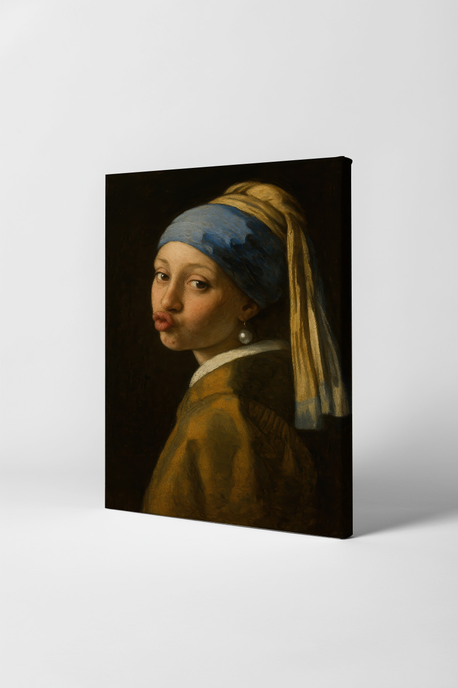 Malerei Poster Mädchen Kussmund Barock Porträt