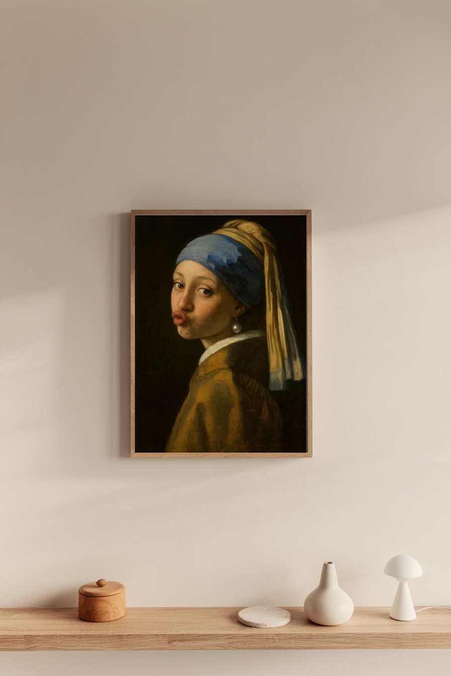 Malerei Poster Mädchen Kussmund Barock Porträt