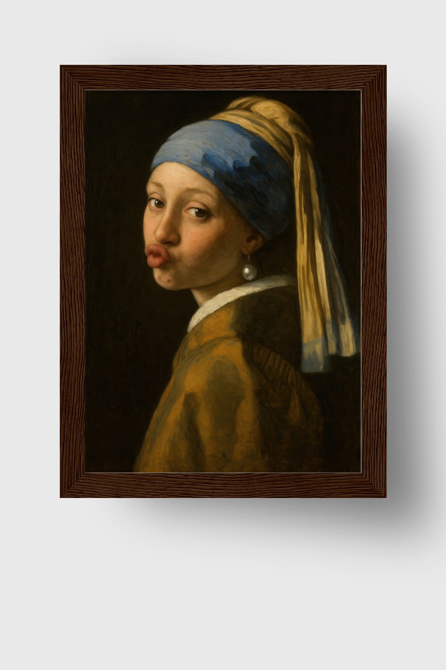 Malerei Poster Mädchen Kussmund Barock Porträt