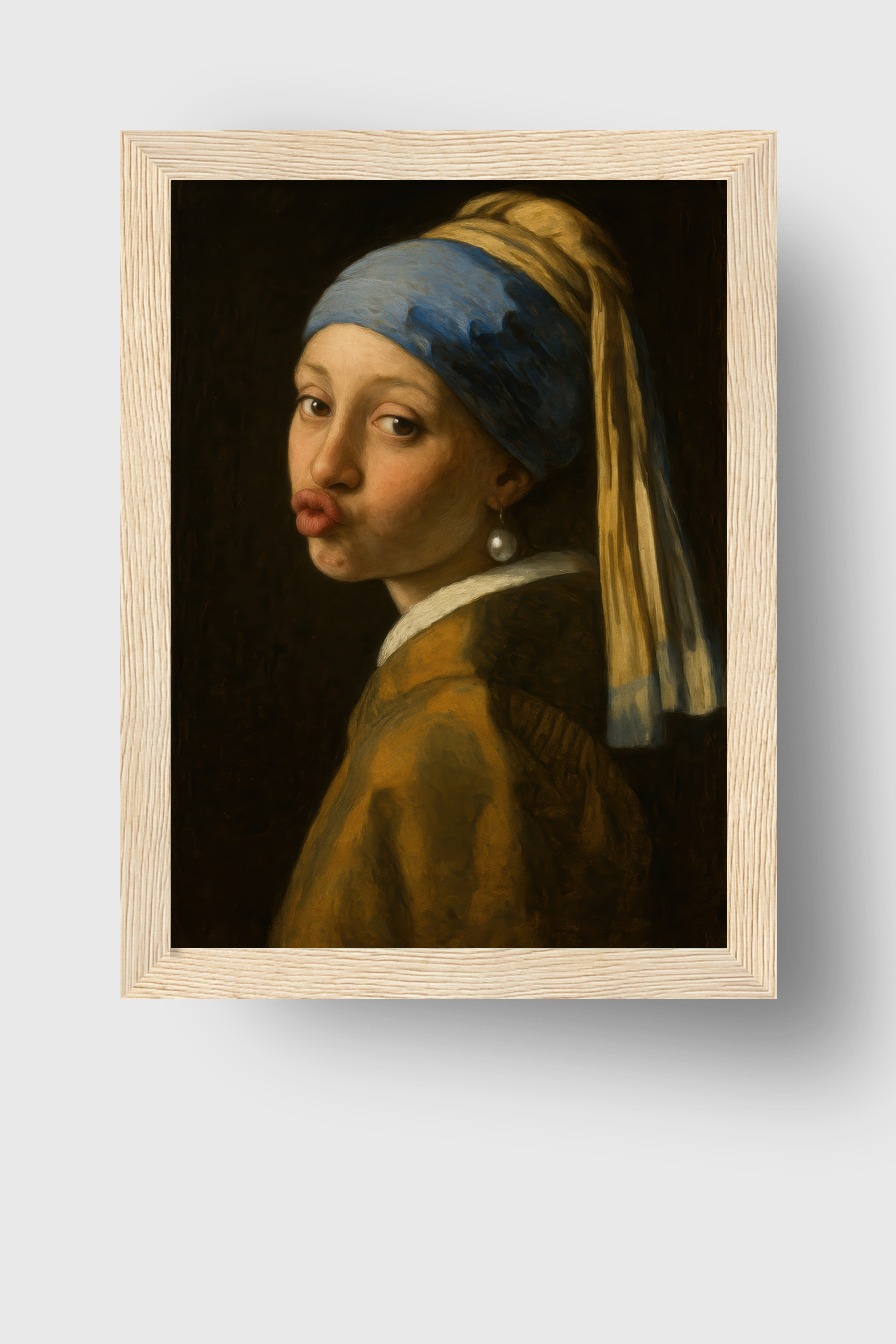 Malerei Poster Mädchen Kussmund Barock Porträt