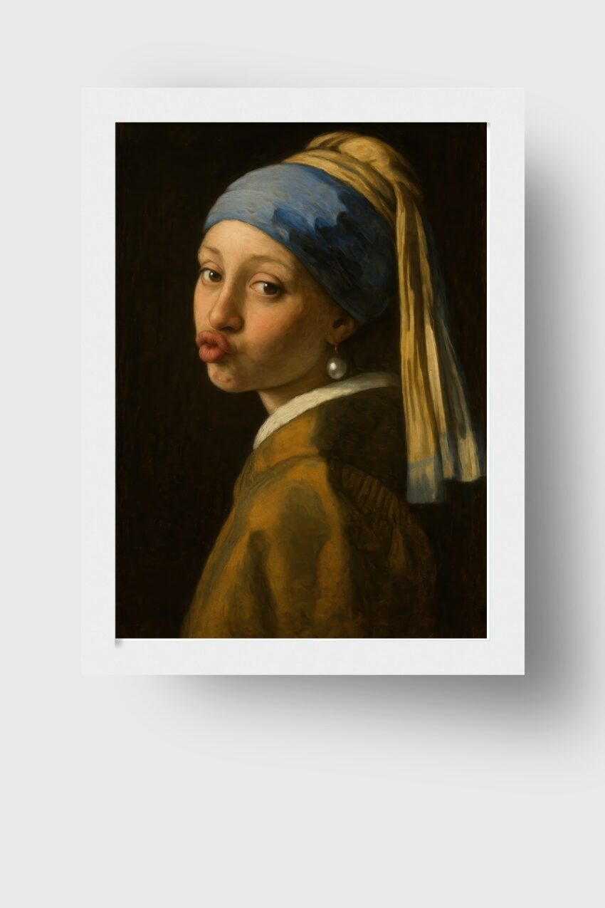 Malerei Poster Mädchen Kussmund Barock Porträt