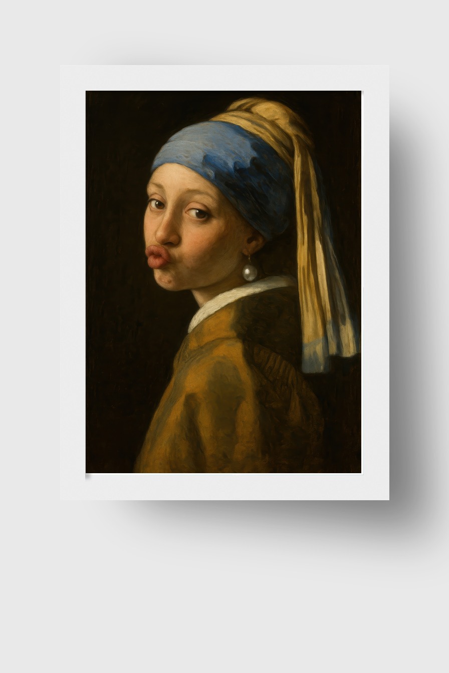 Malerei Poster Mädchen Kussmund Barock Porträt