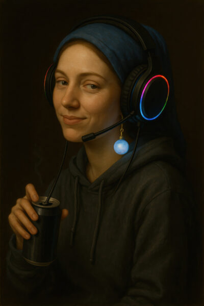 Frau Headset Gerahmt