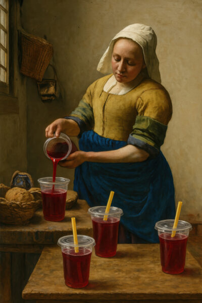 Frau mit Saft Leinwandbild