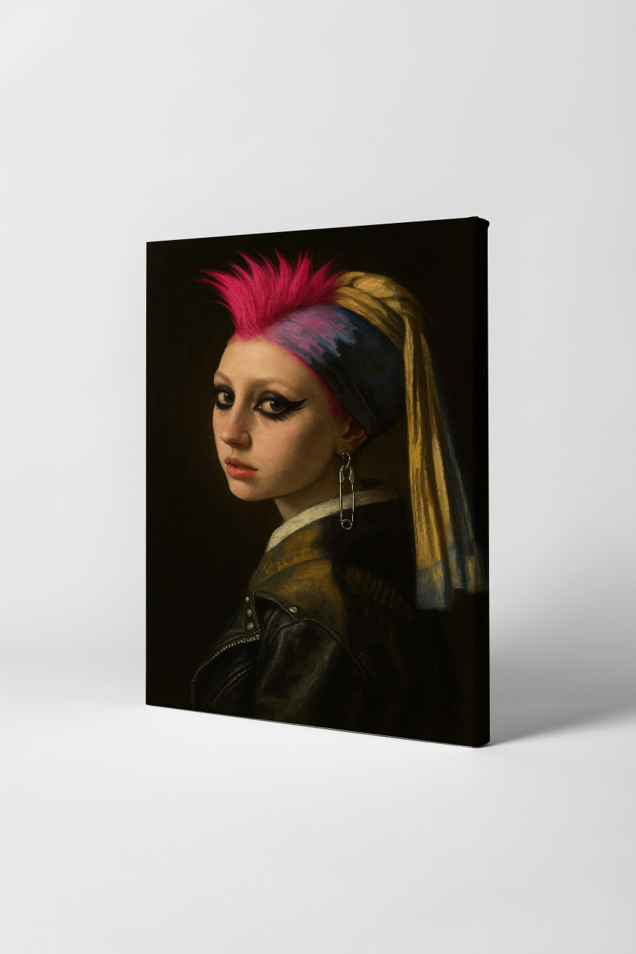 Fotografie Poster Mädchen Punk Lederjacke Irokesenschnitt