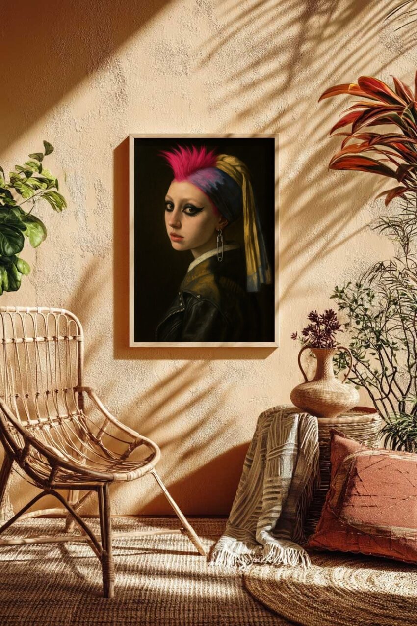 Fotografie Poster Mädchen Punk Lederjacke Irokesenschnitt