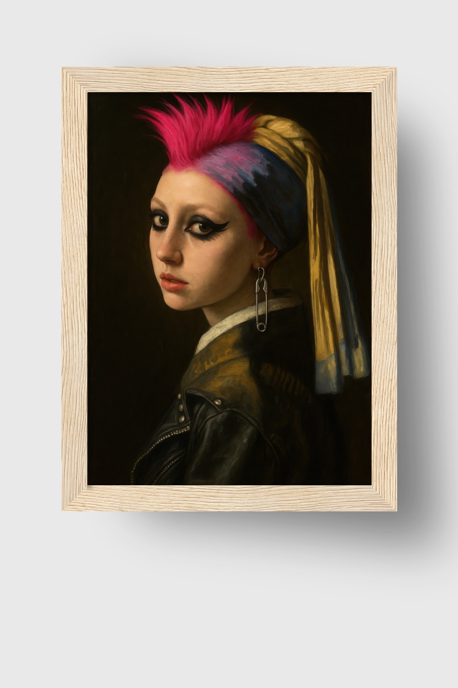 Fotografie Poster Mädchen Punk Lederjacke Irokesenschnitt