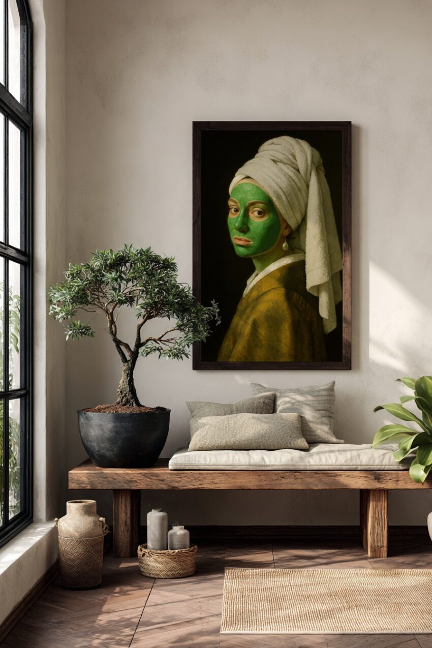 Fotografie Poster Frau grüne Maske Porträt