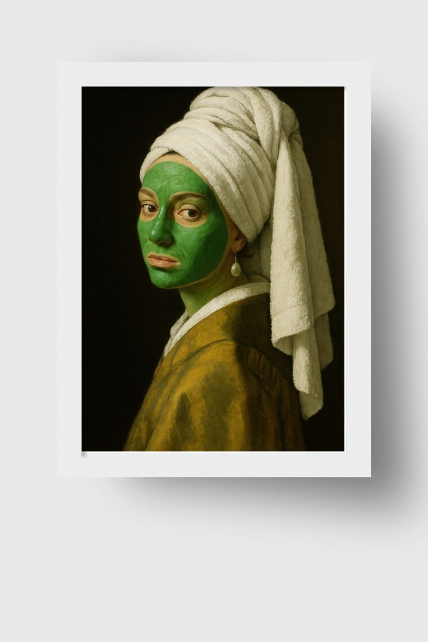 Fotografie Poster Frau grüne Maske Porträt