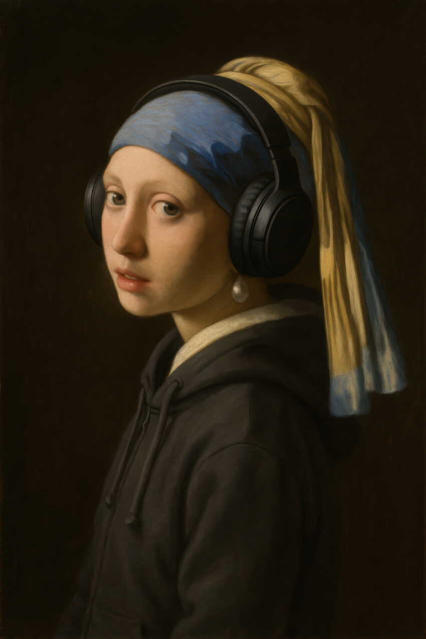 Fotografie Poster Mädchen Kopfhörer Porträt detailreich