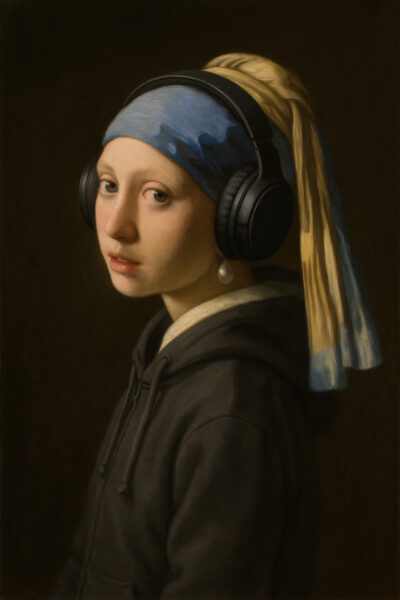 Mädchen Kopfhörer Poster