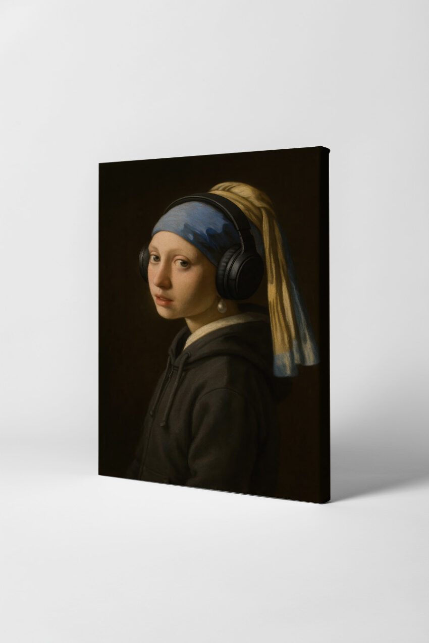 Fotografie Poster Mädchen Kopfhörer Porträt detailreich