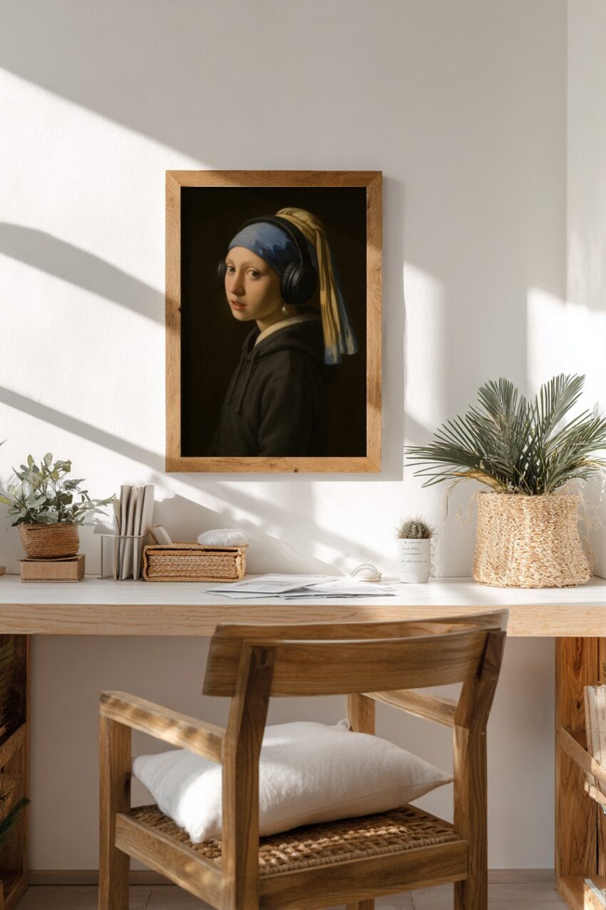 Fotografie Poster Mädchen Kopfhörer Porträt detailreich