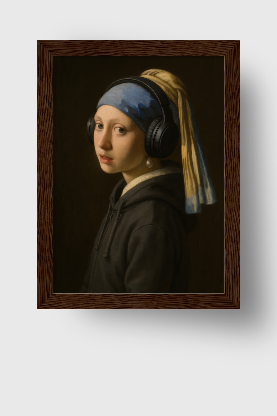 Fotografie Poster Mädchen Kopfhörer Porträt detailreich