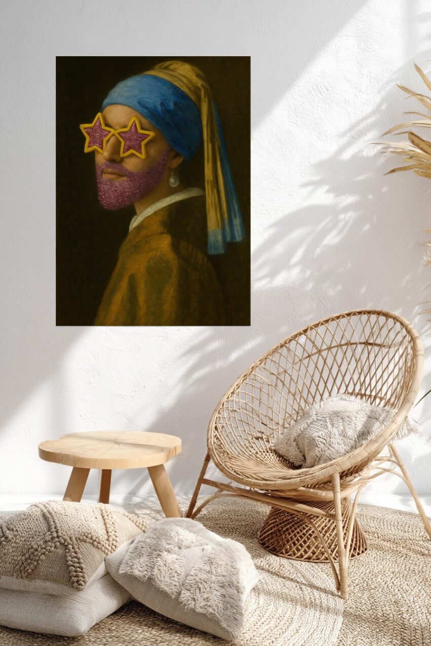 Illustration Poster Mann Sternbrille bunt