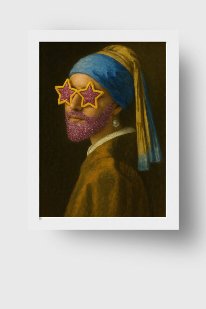 Illustration Poster Mann Sternbrille bunt