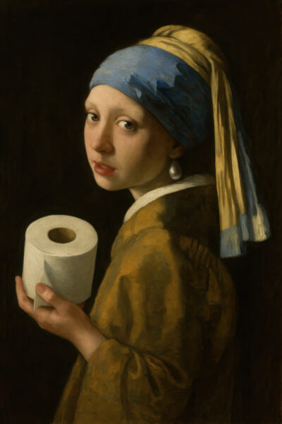 Mädchen mit Klopapier Gerahmt