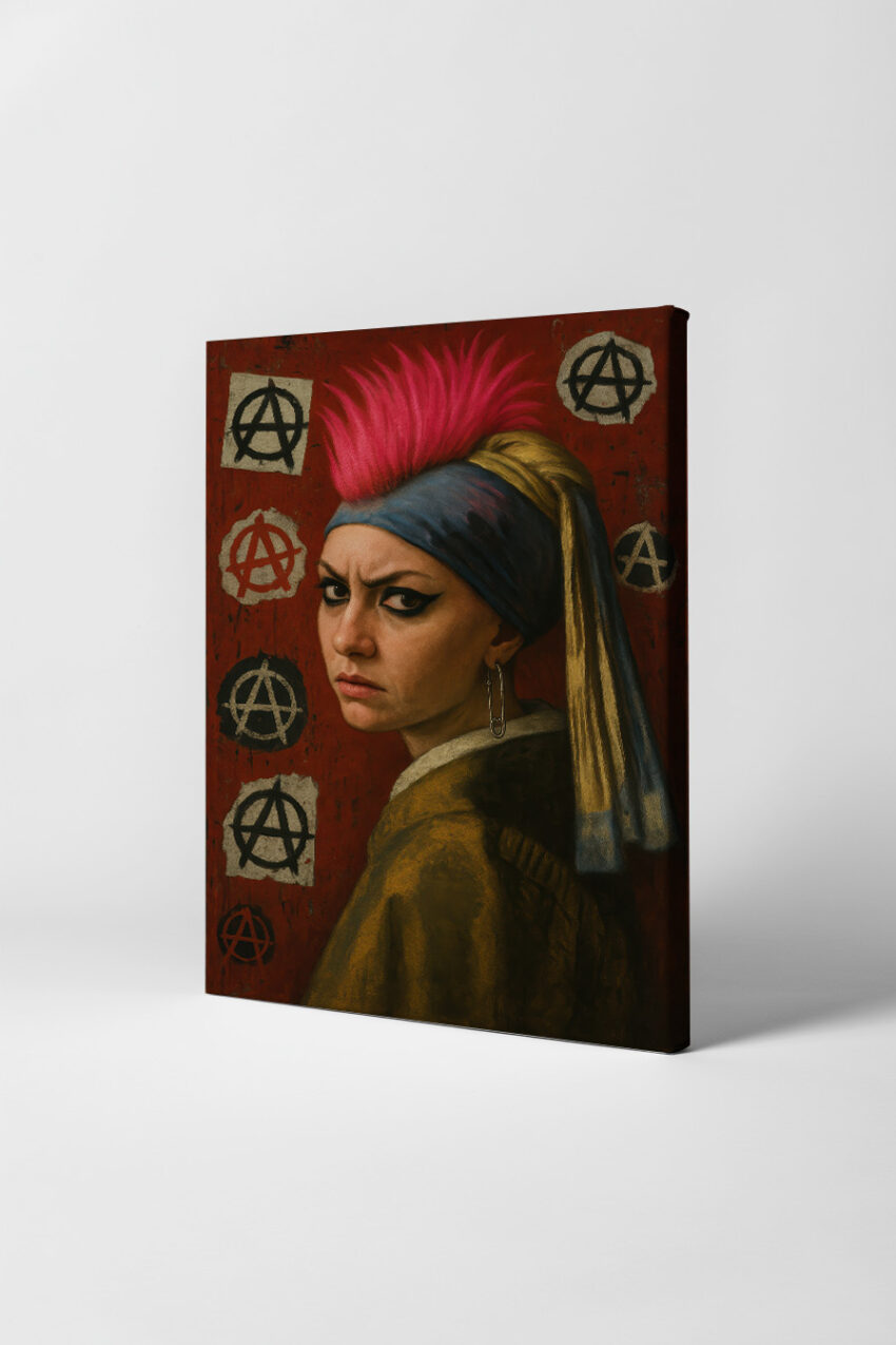 Fotografie Poster Mädchen Irokese rot schwarz