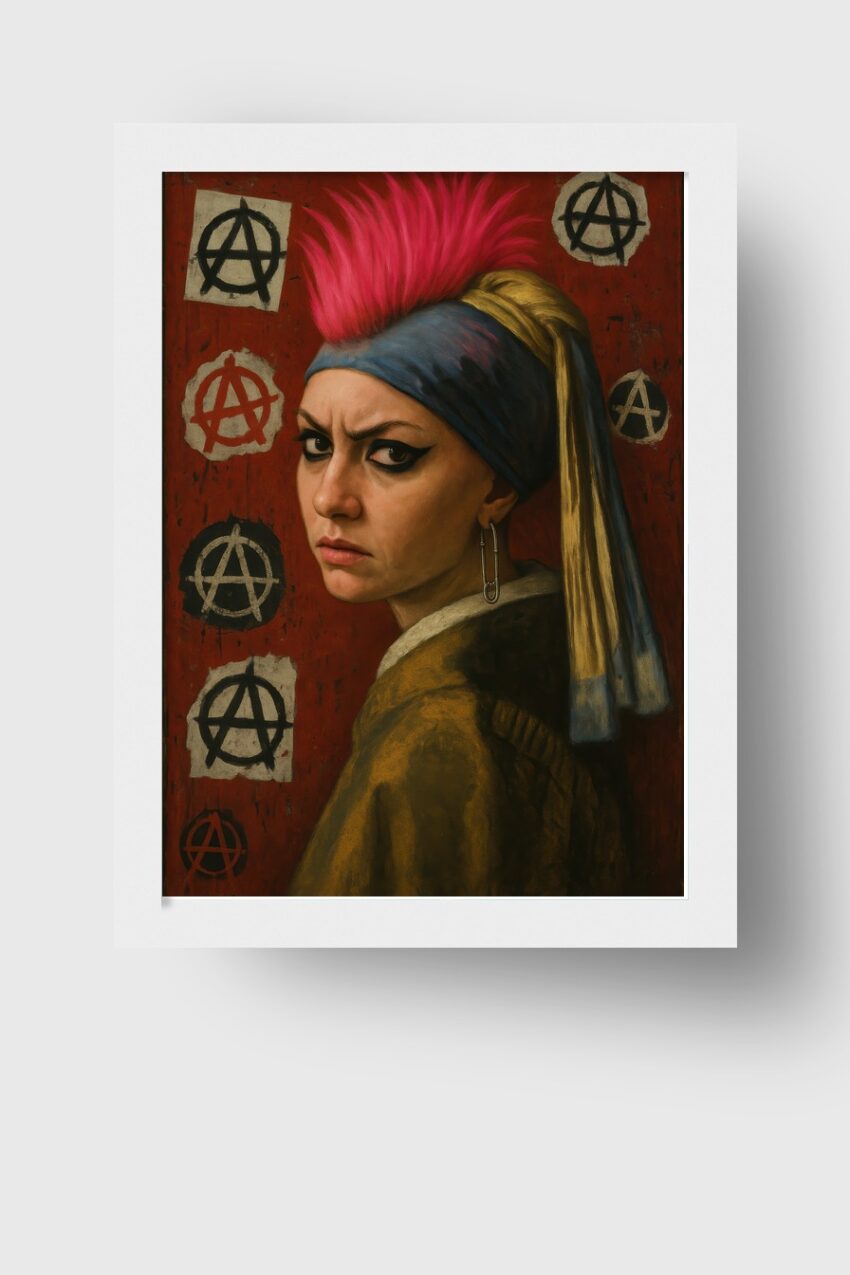 Fotografie Poster Mädchen Irokese rot schwarz