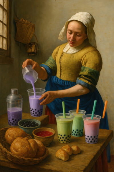 Bubble Tea Frau Gerahmt