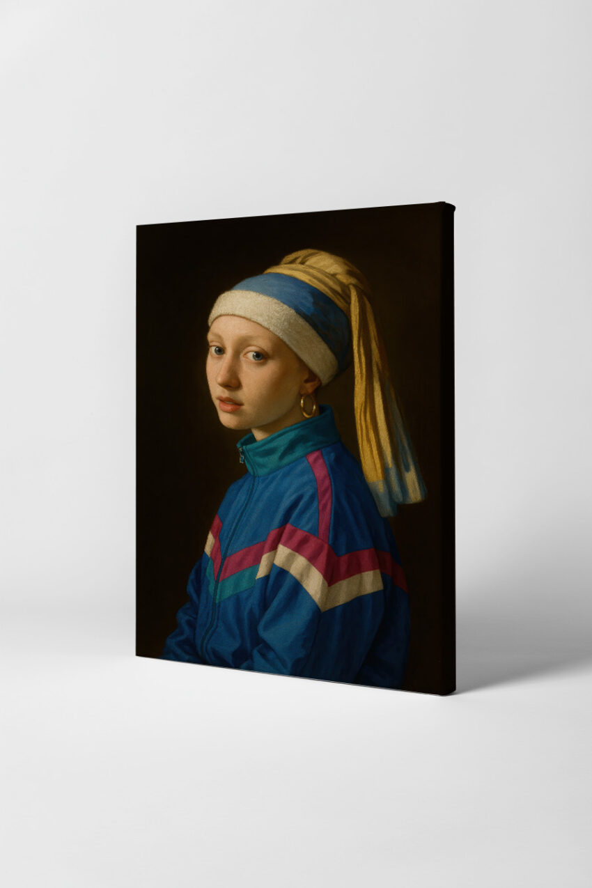 Malerei Poster Frau Kopftuch blau gelb