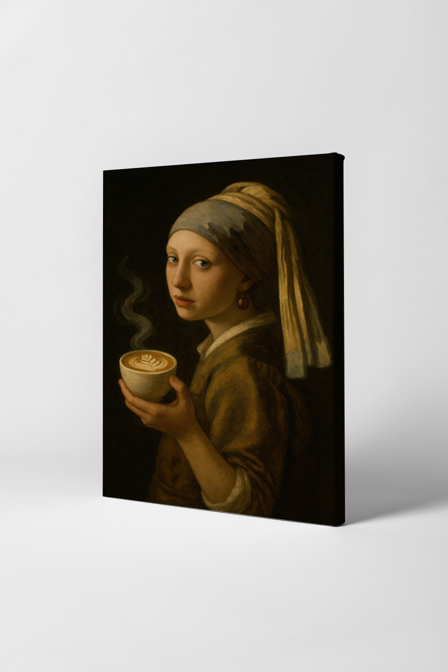 Malerei Poster Mädchen Kaffee Latte Art ruhig