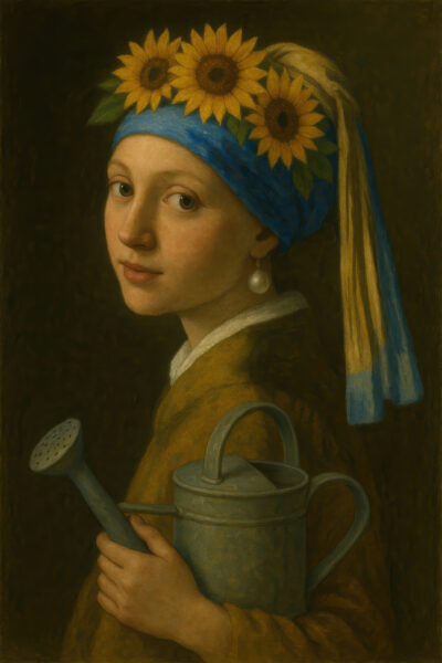 Mädchen mit Gießkanne Leinwandbild