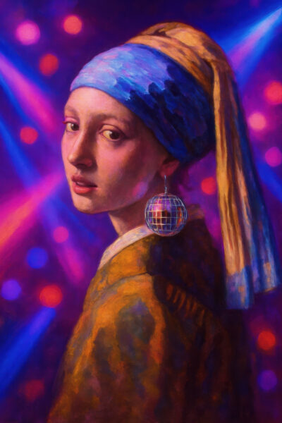 Mädchen Discokugel Leinwandbild