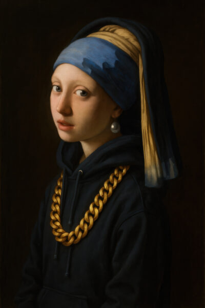 Mädchen mit Hoodie Gerahmt