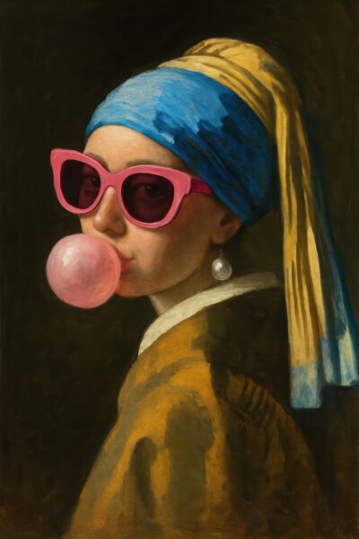 Mädchen Bubblegum Leinwandbild