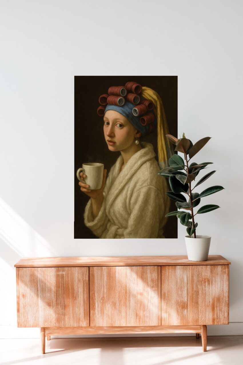 Malerei Poster Frau Lockenwickler Porträt klassisch