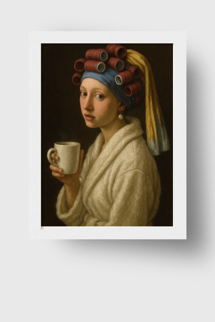 Malerei Poster Frau Lockenwickler Porträt klassisch