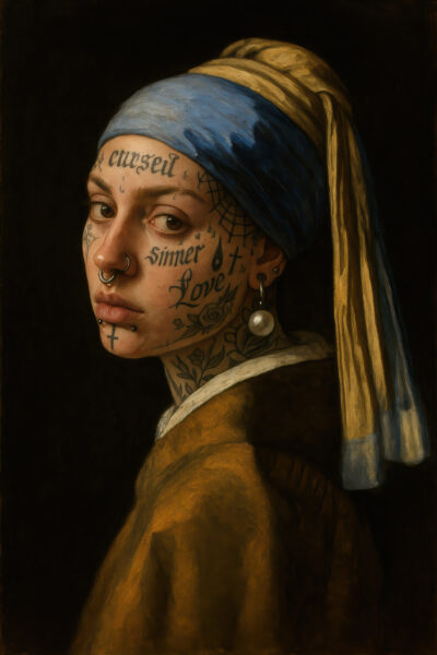 Frau mit Tattoos Gerahmt