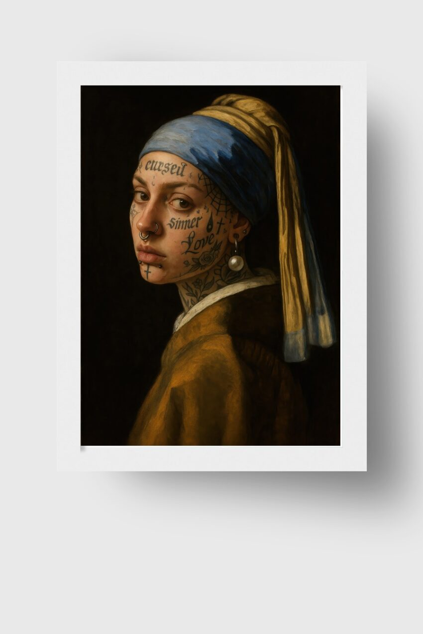 Fotografie Poster Frau Tattoos Porträt Piercing