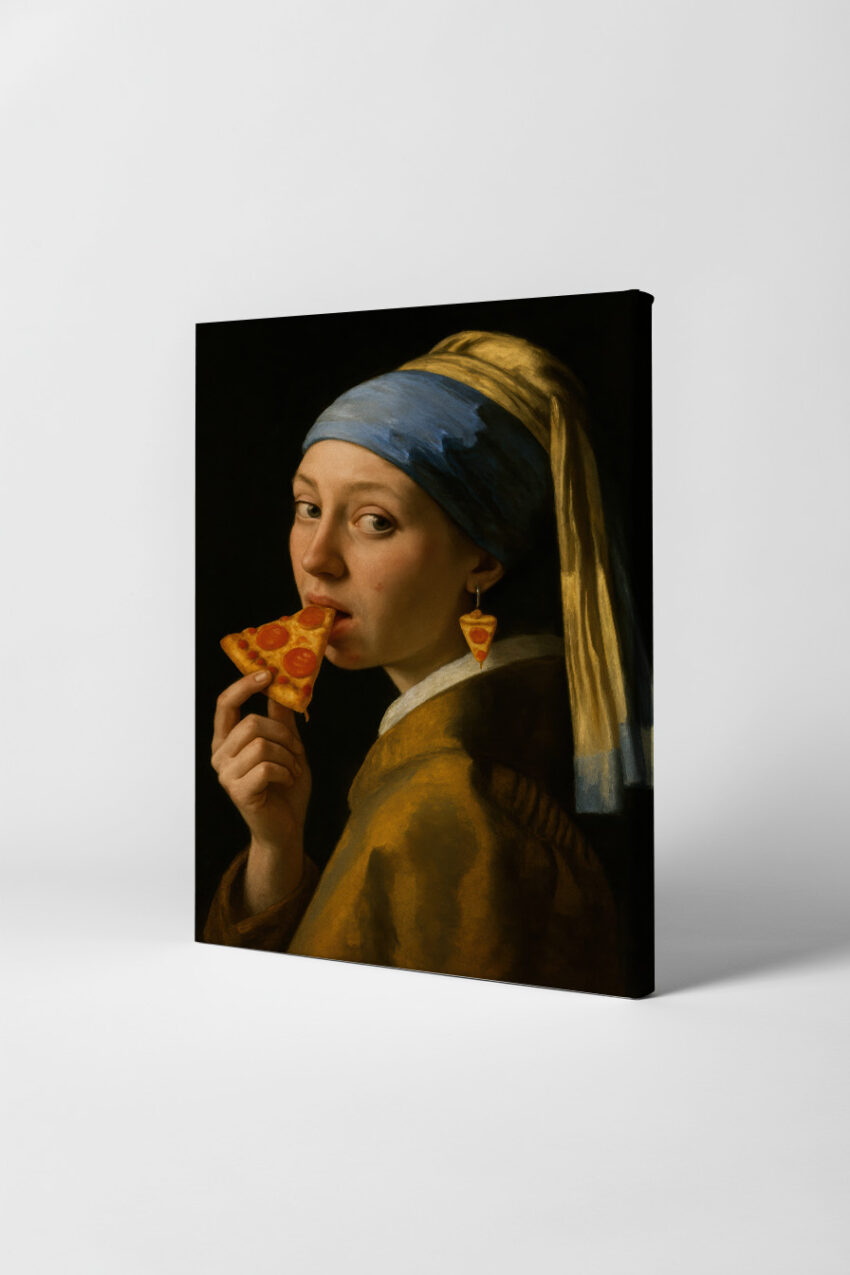 Fotografie Poster Mädchen Pizza Porträt Farbe