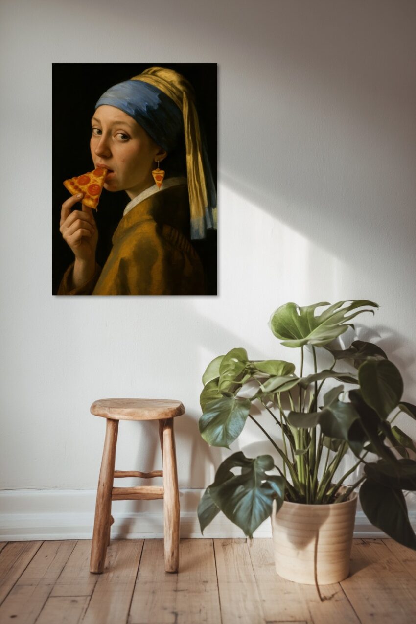 Fotografie Poster Mädchen Pizza Porträt Farbe