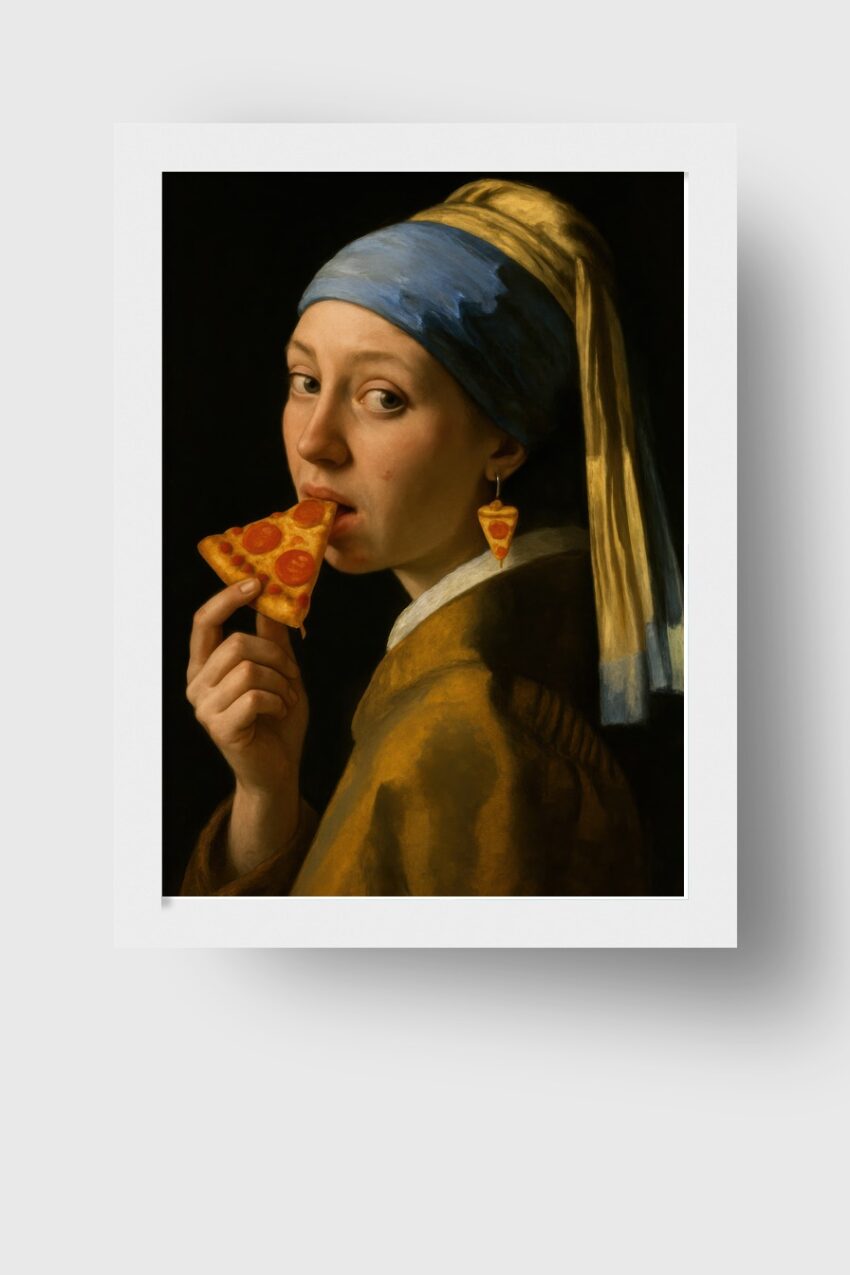 Fotografie Poster Mädchen Pizza Porträt Farbe