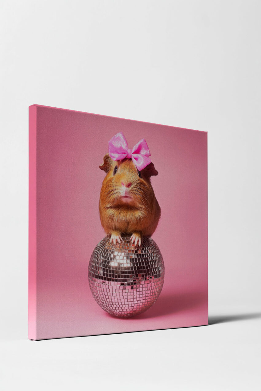 Fotografie Poster Meerschweinchen rosa Schleife Nahaufnahme