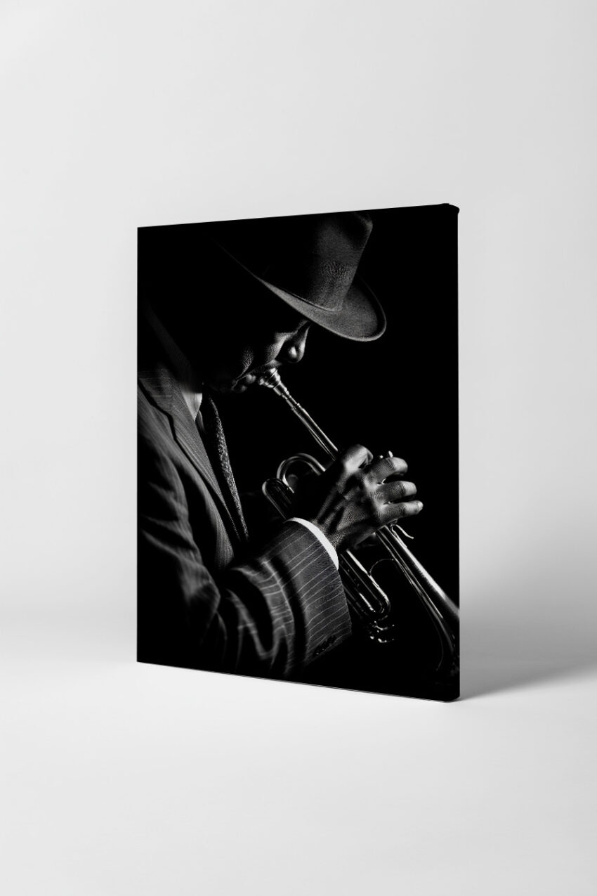 Fotografie Poster Trompeter Schwarz-Weiß Profil