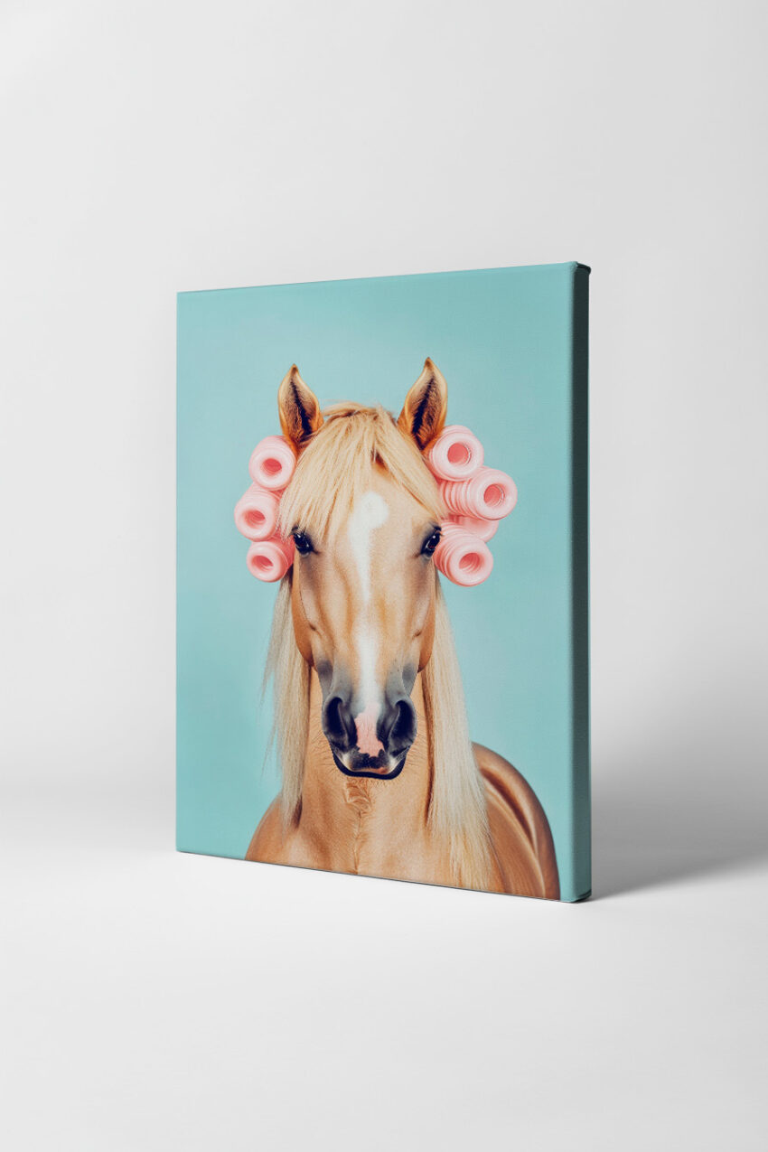 Fotografie Poster Pferd Lockenwickler rosa hell