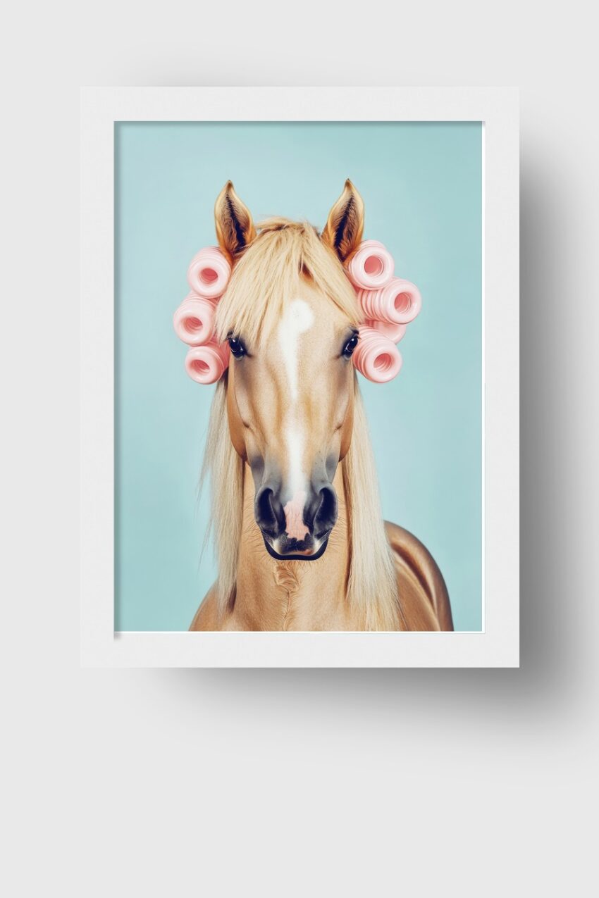Fotografie Poster Pferd Lockenwickler rosa hell