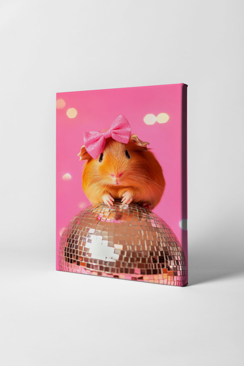 Fotografie Poster Meerschweinchen rosa Schleife Nahaufnahme