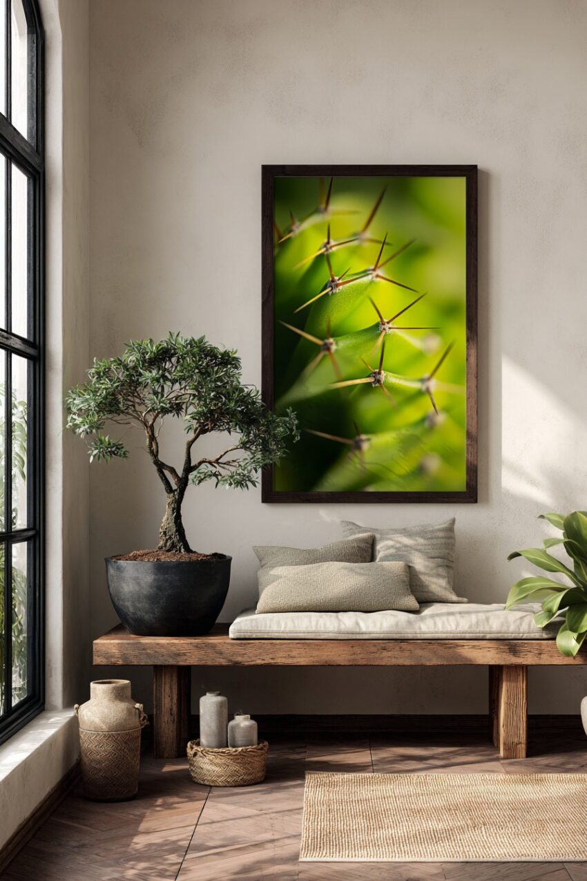 Fotografie Poster Kaktus Nahaufnahme grün scharf