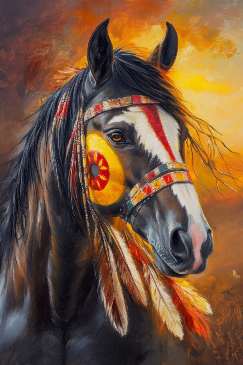 Malerei Poster Pferd Bemalung indianisch warm