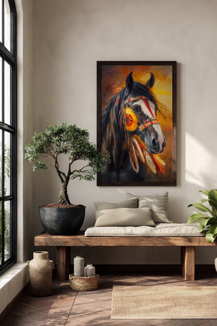 Malerei Poster Pferd Bemalung indianisch warm
