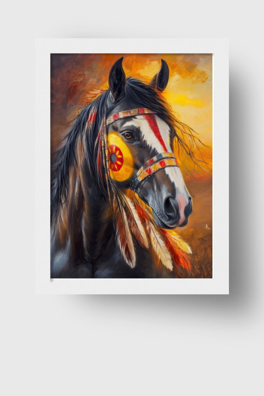 Malerei Poster Pferd Bemalung indianisch warm