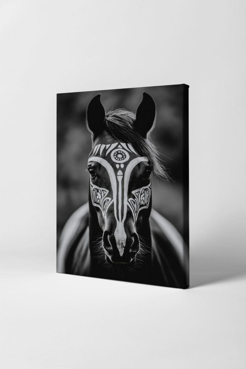 Fotografie Poster Pferd frontal schwarz-weiß