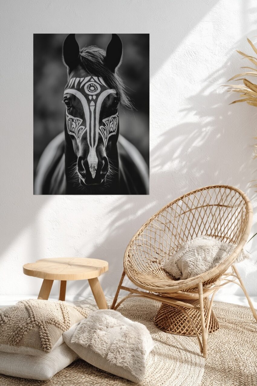 Fotografie Poster Pferd frontal schwarz-weiß