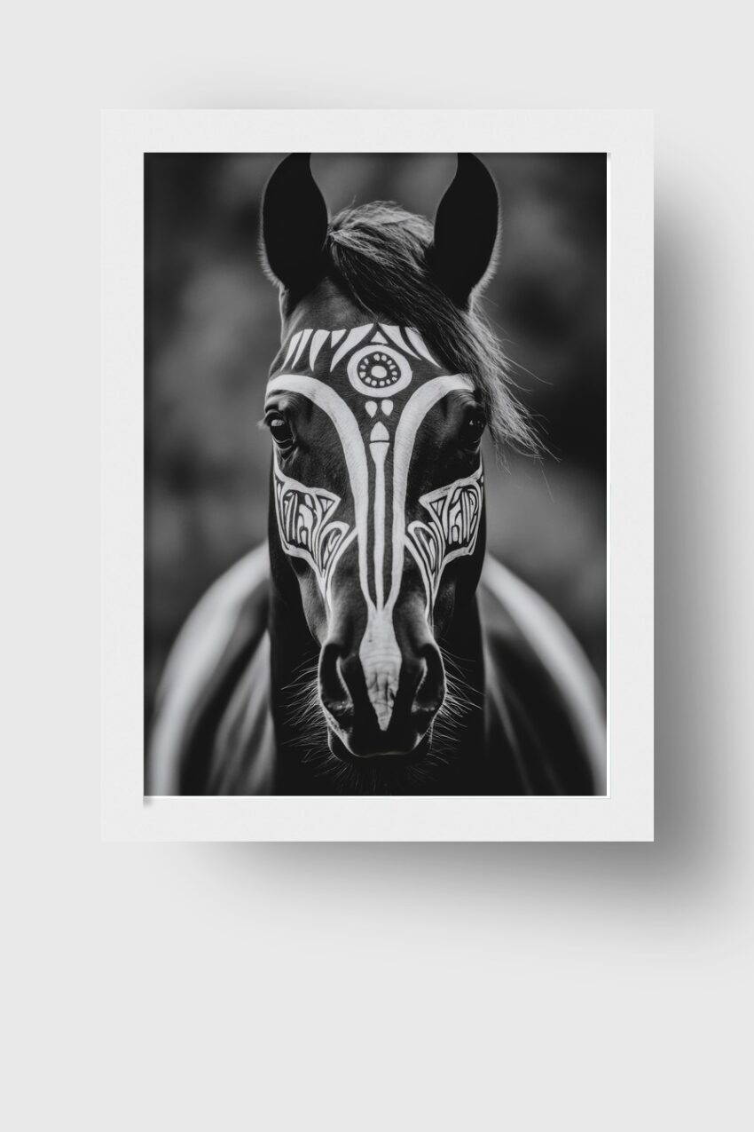 Fotografie Poster Pferd frontal schwarz-weiß