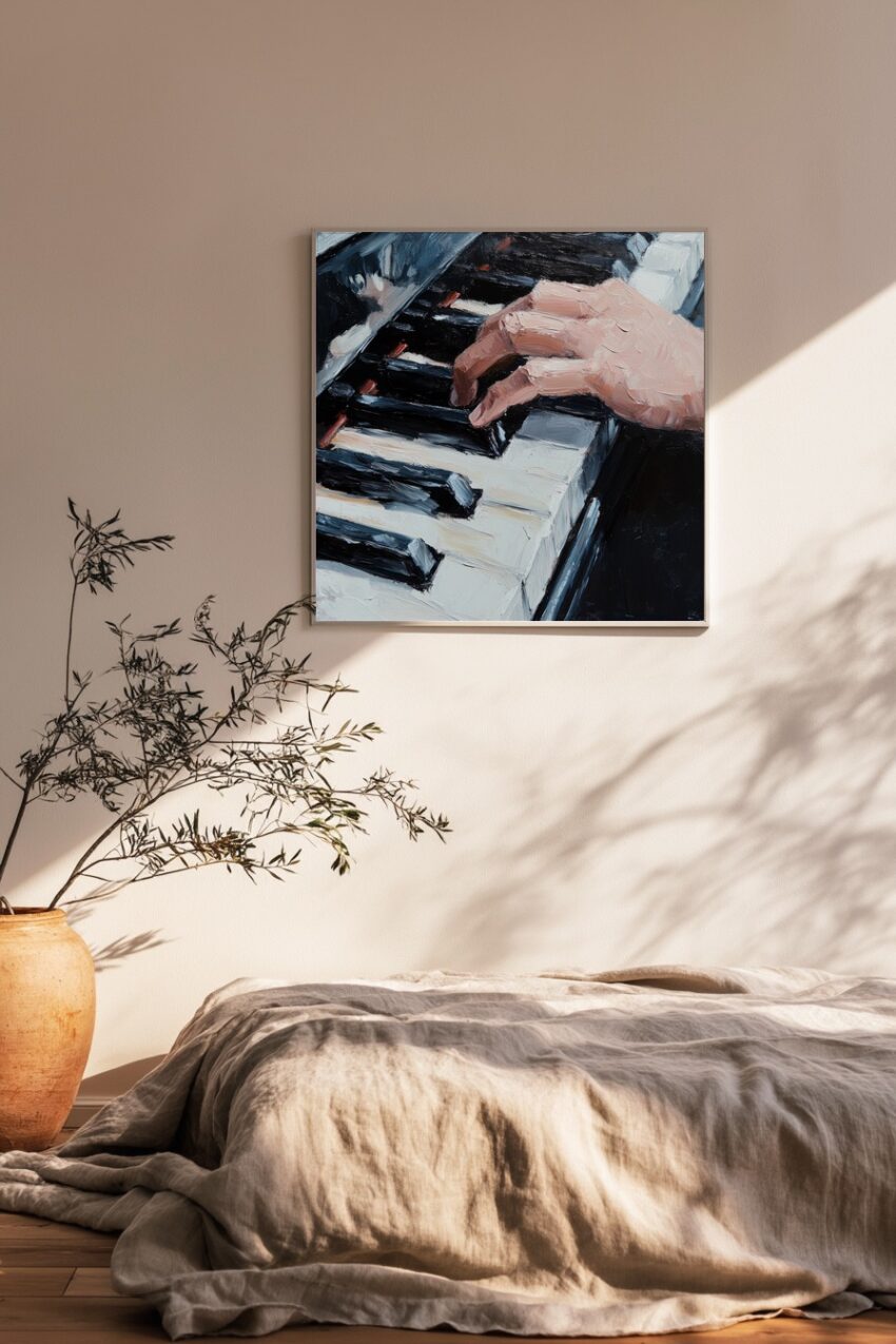Malerei Poster Hand am Klavier Nahaufnahme Fingerspitzen